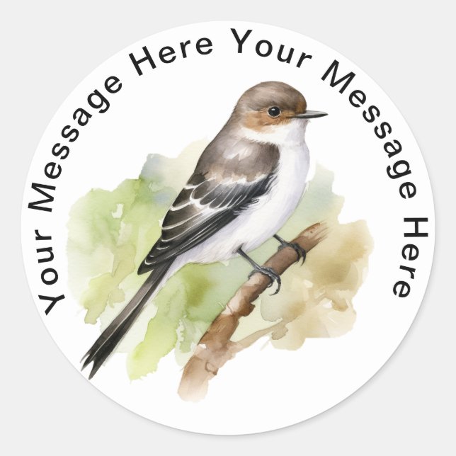 Sticker Rond Moucherolle européen (Devant)