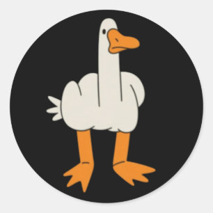 Sticker Rond Mouette du doigt du milieu Humour geste drôle reto