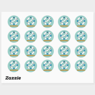 Sticker Rond Mouette et anneau de natation bleu clair