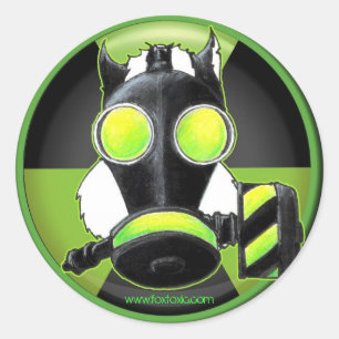 Sticker Rond Mouffette portant Gasmask.