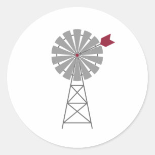 Sticker Rond Moulin à vent de ferme de campagne