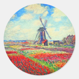 Sticker Rond Moulin à vin Monet Tulips