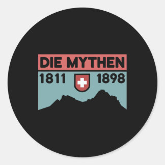 Sticker Rond Mount Grosser Mythen Hike Mountain Biking Swiss Hi