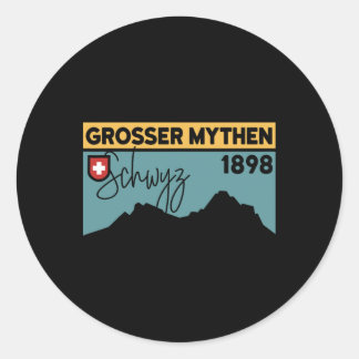 Sticker Rond Mount Grosser Mythen Hike Mountain Biking Swiss Hi