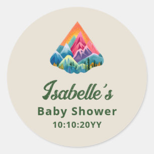 Sticker Rond Mountain Adventure Attend le Baby shower