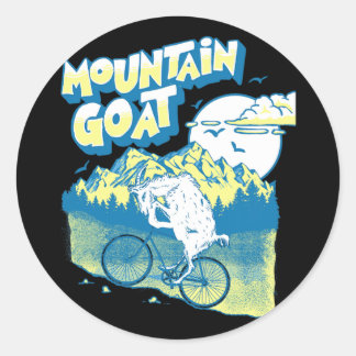 Sticker Rond Mountain Goat Funny Mountain Biking Goat Biker Vin