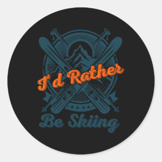 Sticker Rond Mountain High Ski Adventure - Sports d'hiver Enthu