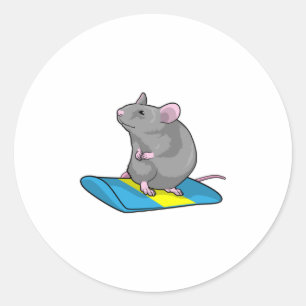 Sticker Rond Mouse as Snowboarder