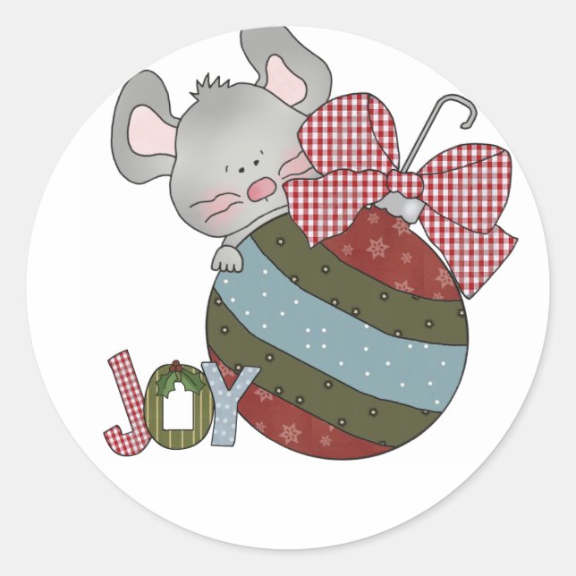 Sticker Rond Mouse Joy T-shirts et cadeaux de vacances (Devant)