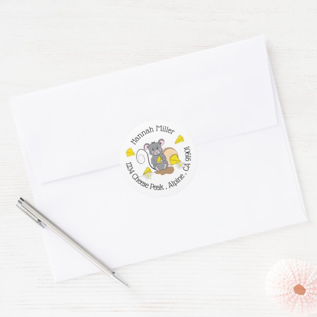 Sticker Rond Mousseuse grise fromage blanc enveloppes phoques (Enveloppe)