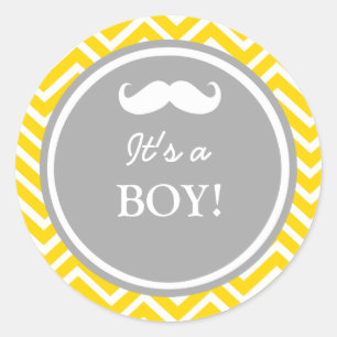 Sticker Rond Moustache chevron bébé douche