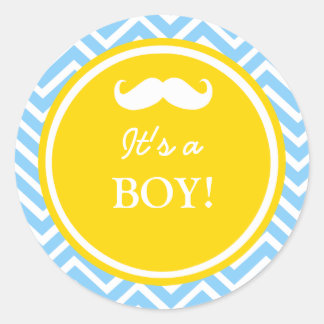 Sticker Rond Moustache chevron bébé douche