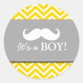 Sticker Rond Moustache chevron bébé douche