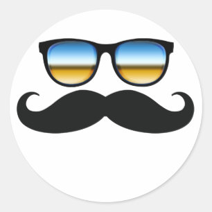 Sticker Rond Moustache cool sous Shades