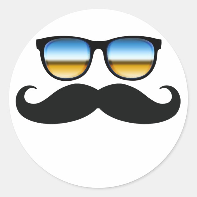 Sticker Rond Moustache cool sous Shades (Devant)