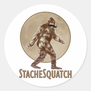 Sticker Rond Moustache de STACHESQUATCH I si vous avez vu mon