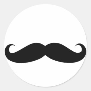 Sticker Rond Moustache en noir ou blanc