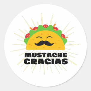 Sticker Rond Moustache Gracias, Spanglish