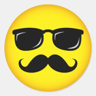 Sticker Rond Moustache jaune incognito