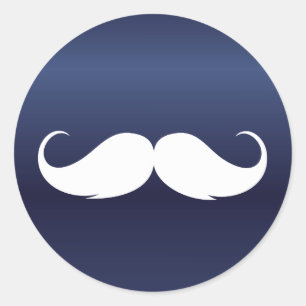 Sticker Rond Moustache Marine Baby shower bleu favorise