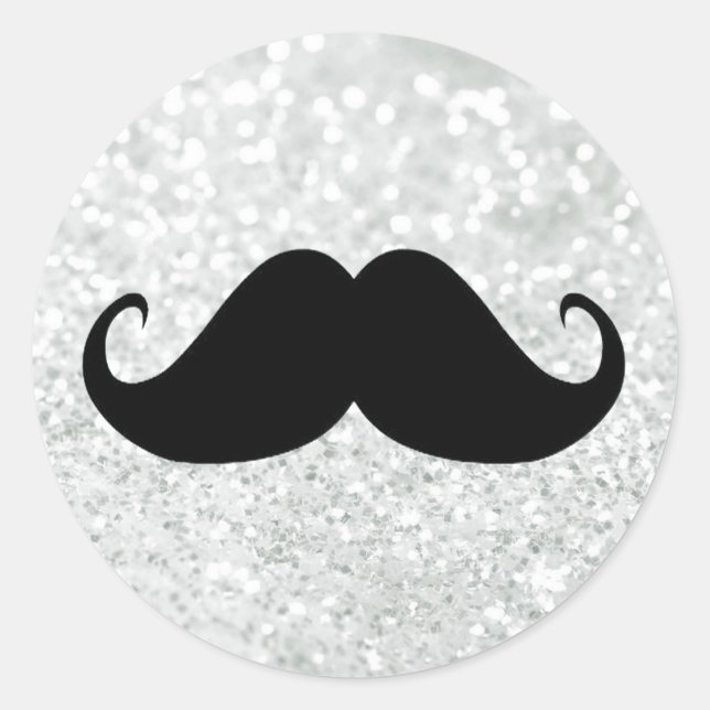 Sticker Rond Moustache Noire Amusante Et Boule Blanche Étincela (Devant)