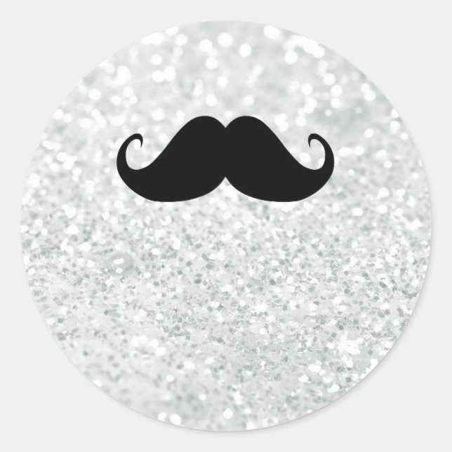 Sticker Rond Moustache Noire Amusante Et Boule Blanche Étincela (Devant)