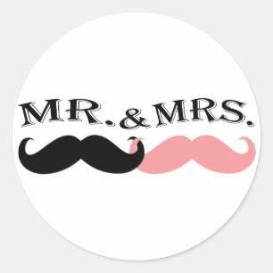 Sticker Rond Moustache noire et rose vintage
