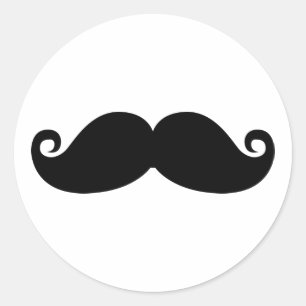 Sticker Rond Moustache noire vintage drôle