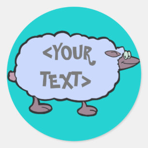 Sticker Rond Mouton bleu,<YOUR TEXT>