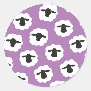 Sticker Rond Mouton - Mouton Fluffé / Amour Fibre
