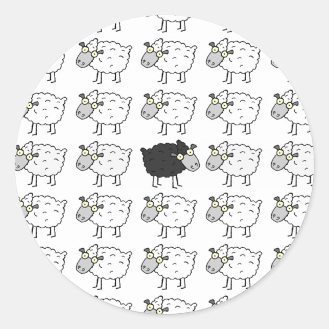 Sticker Rond Mouton noir (Devant)
