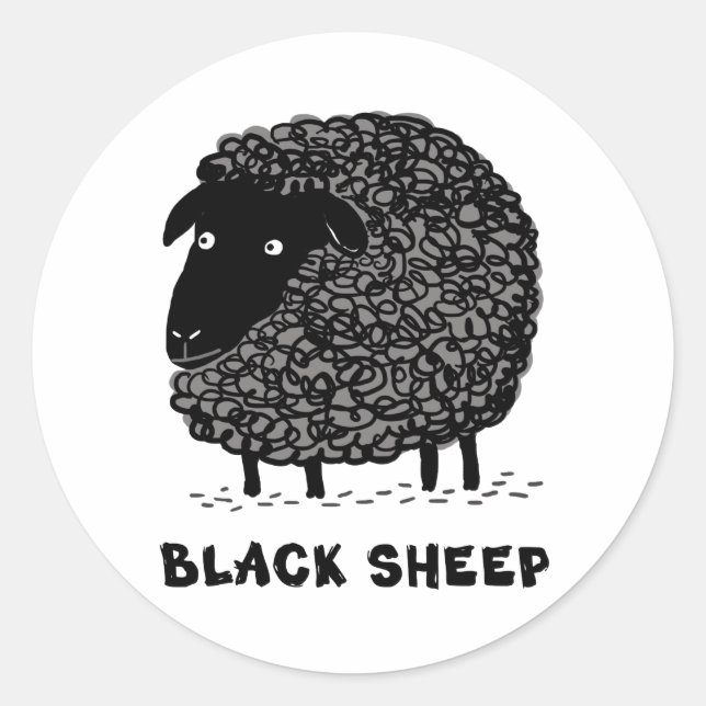 Sticker Rond Mouton noir (Devant)