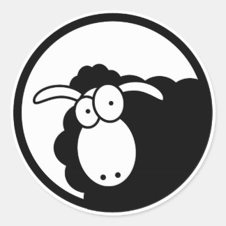 Sticker Rond Mouton noir à l'intérieur