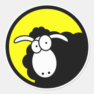 Sticker Rond Mouton noir à l'intérieur