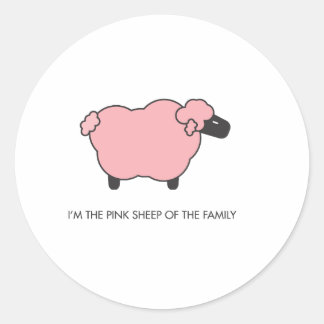 Sticker Rond Mouton rose