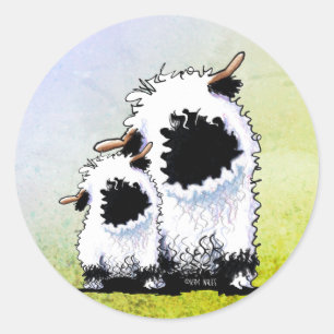 Sticker Rond Mouton Valais à nez noir