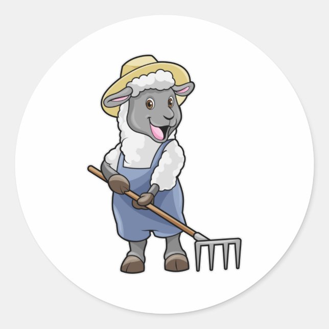 Sticker Rond Moutons fermiers avec gâteau et Casquette (Devant)