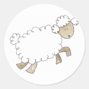 Sticker Rond Moutons vintages par des animaux d'asile de fous