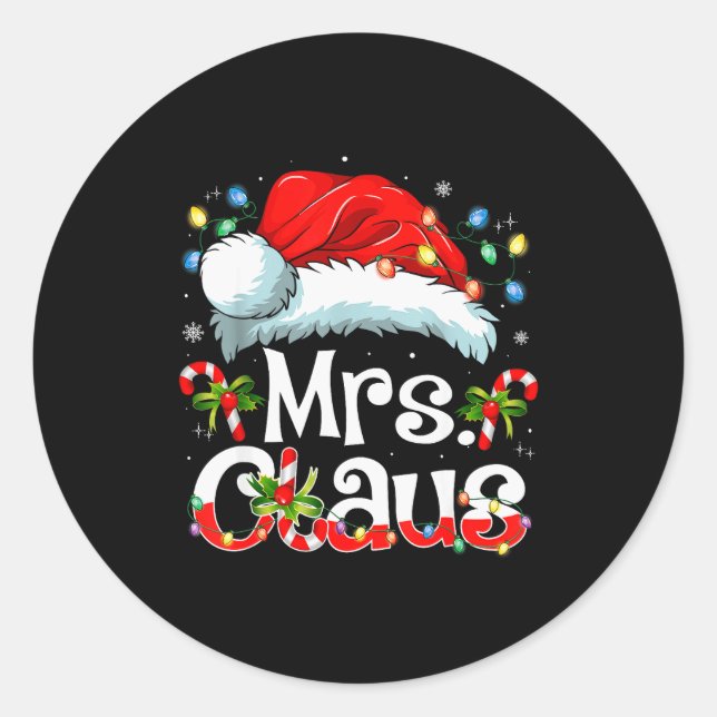 Sticker Rond Mr And Mrs Claus Couples Matching Christmas Pajama (Devant)