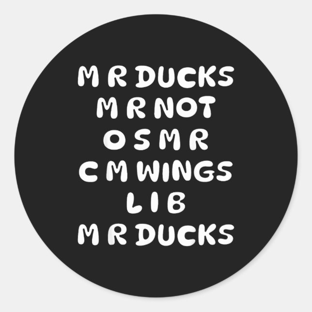 Sticker Rond Mr Ducks Mr Not Osar Cm Wings Funny Duck  (Devant)