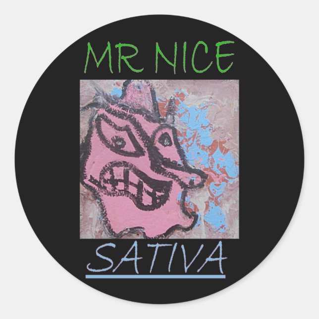 STICKER ROND MR NICE SATIVA (Devant)