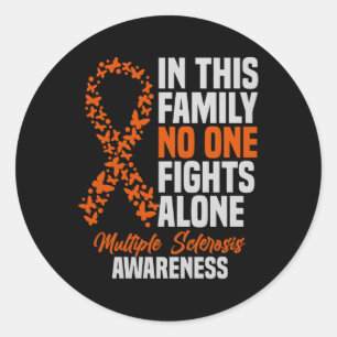 Sticker Rond Ms Multiple Sclerosis Sensibilisation Orange Ribbo