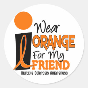Sticker Rond MS Sclerosis Multiple Je Porte Orange Pour Mon Ami