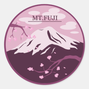 Sticker Rond Mt. Fuji (rose)