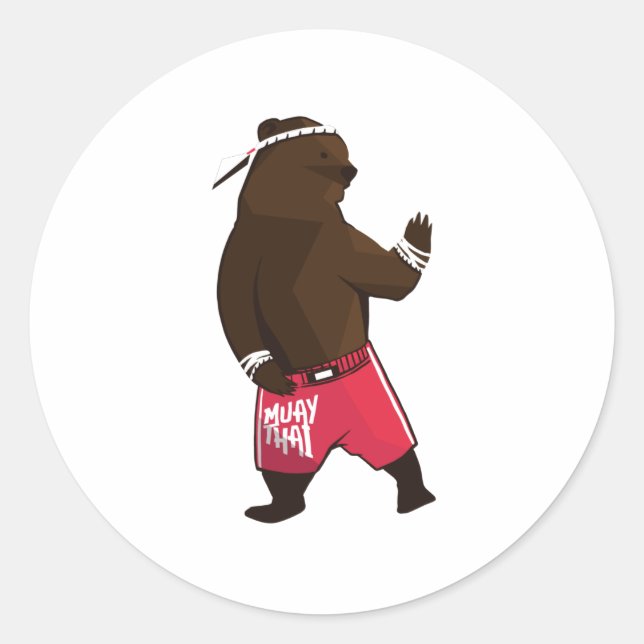 Sticker Rond Muay Thai Bear Fighter (Devant)
