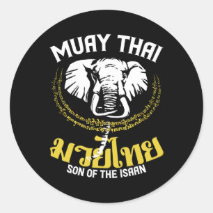 Sticker Rond Muay Thai Boxe thaïlandaise Elephant Cadeau Arts m