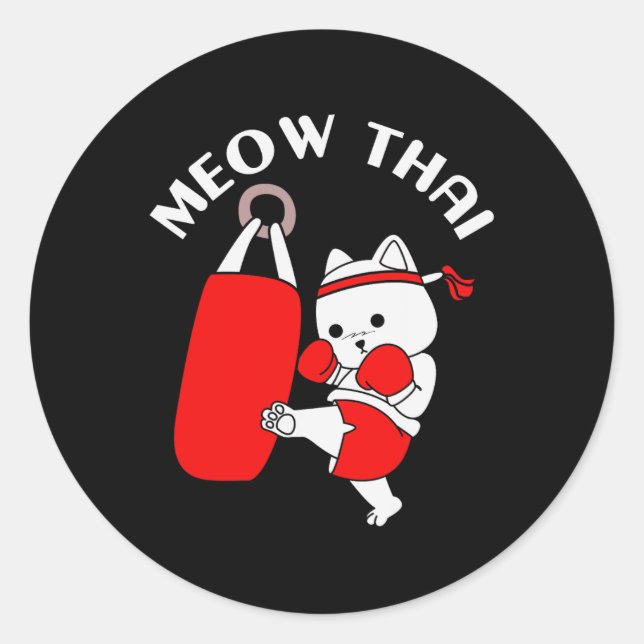 Sticker Rond Muay Thai Cat Meow Thai (Devant)