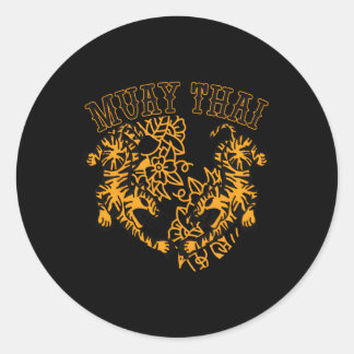 Sticker Rond Muay Thai Kick Boxer Tiger Thaïlande Mial Mixed ma