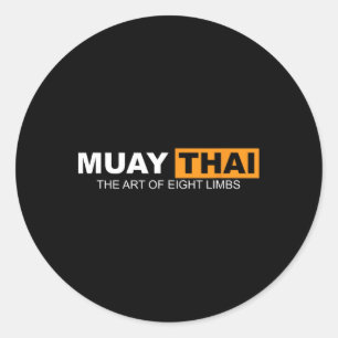 Sticker Rond Muay Thai L'Art De Huit Membres Kickboxing Et Mm