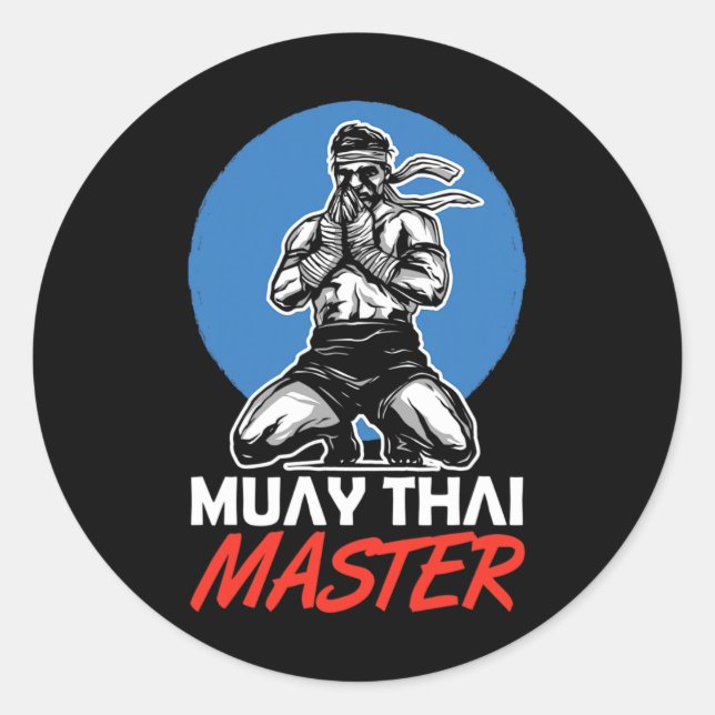 Sticker Rond Muay Thai Master Hobby Martial Arts Boxing Fighter (Devant)
